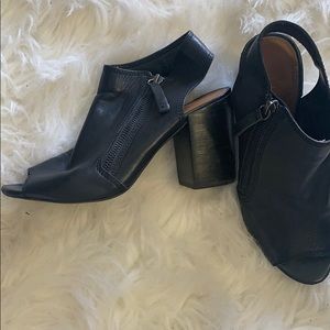 Peep toe genuine leather bootie